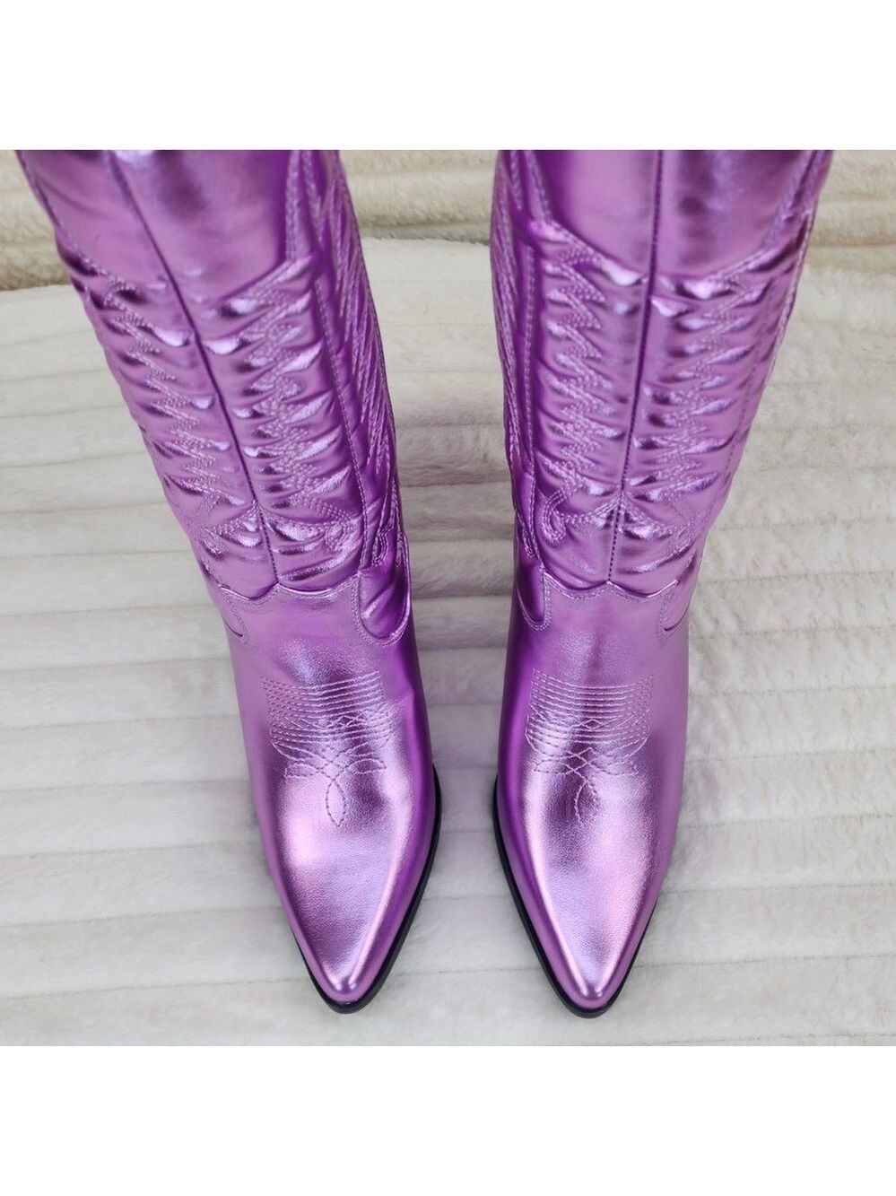 Disco Cowboy Metallic Lilac Purple Western Cowgirl Boots New - Picture 7 of 9